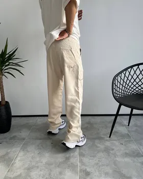شلوار پارچه ای بگ استایل PULL&BEAR کرم روشن