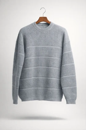 ژاکت بافت خاکستری مردانه فری سایز مناسب سایزهای L تا 2XL