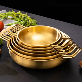 تابه سرو دسته دار گرد و گود طلایی