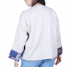 مانتو یقه گرد دوجیب و مغزی دوزی