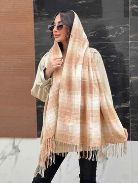 شال موهر چهارخونه لمه دار