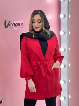 مانتو آستین پفی کمردار