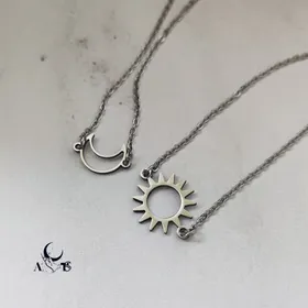 گردنبند استیل مینیمال مهر و ماه