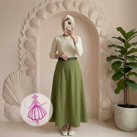 دامن لینن نیم کلوش بلند در رنگبندی متنوع