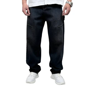 شلوار جین بگ مردانه آبی مدل ساده