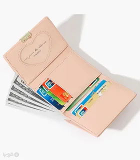 کیف پول دخترانه تاشو دکمه دار Taomicmic تائومیک میک طرح قلب قلبی