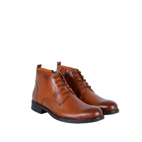 بوت مردانه عسلی دراتی مدل بند و زیپ