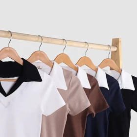 بلوز کبریتی یقه جانی آستین کوتاه_کد 9889