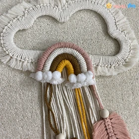 دیوار کوب مکرومه کودک رنگین کمان و ابر