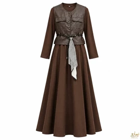پیراهن و جلیقه چرم دوجیب