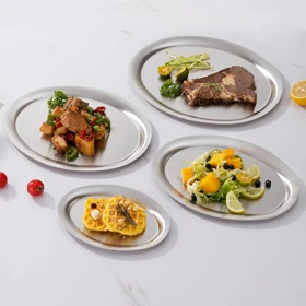 بشقاب بیضی استیل سیلور