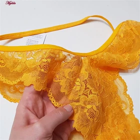 شورت زنانه گیپور کوزا مدل جلو بنددار زرد کد 4885
