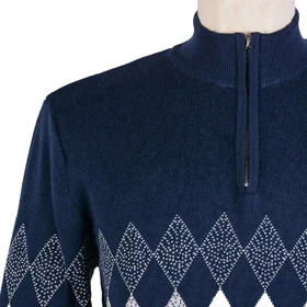 پلیور نیم زیپ طرحدار مردانه (آبی)