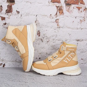 کفش کتانی ساق‌دار زنانه ولنتینو جدید کرم کد 2311