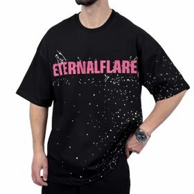 تیشرت آستین کوتاه مردانه مشکی دونخ مدل ETERNALFLARE