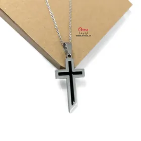 گردنبند علامت صلیب استیل +زنجیر کلاسیک 60cm