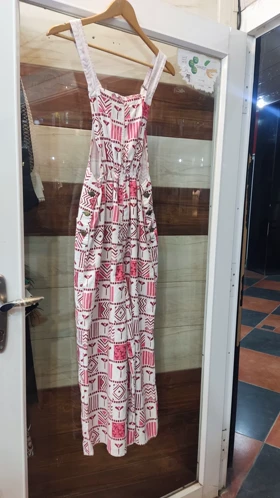 شلوار پیش بندی کتان زنانه