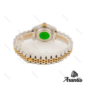 ساعت رولکس زنانه دورنگ طلایی صفحه مشکی خطی w-6465