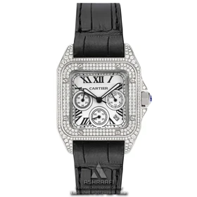 ساعت زنانه کارتیه سانتوس کرنوگراف Cartier Santos 100 Diamond SKW