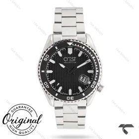 ساعت کرست مردانه 6318-1 استیل صفحه مشکی Crest-10987-G