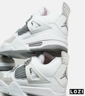 کتانی ساق‌دار زنانه و مردانه سفید طوسی Nike air jordan 4 مدل 6470