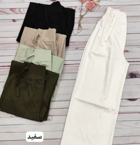 شلوار بگ کتان میله ای