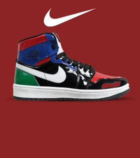 کفش کتانی ساق‌دار مردانه و زنانه مشکی آبی قرمز NIKE jordan 1 مدل 6589