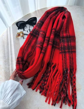 بیگ اسکارف قرمز چهارخونه کد 400