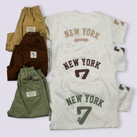 ست تیشرت شلوارک کتان طرح سون