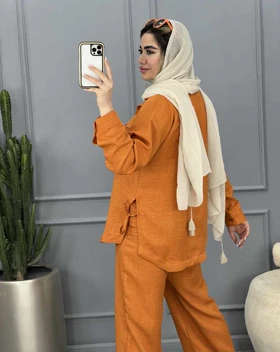 ست مانتو شلوار بغل بند (24)کد3628
