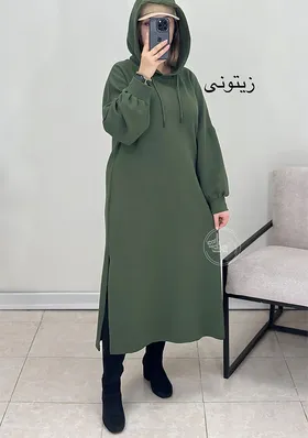 پیراهن ماکسی کلاه دار