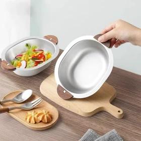 تابه استیل سیلور دسته چوبی در سه سایز