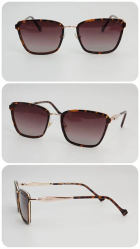 عینک آفتابی زنانه پرادا Prada RN TR7073 پلاریزه و ضد اشعه UV400 ایتالیایی Rianova (فریم پلنگی عدسی‌ها قهوه‌ای)