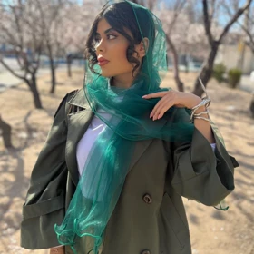 شال توری سبز تیره 2 متر