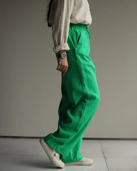 شلوار لینن سبز ngh