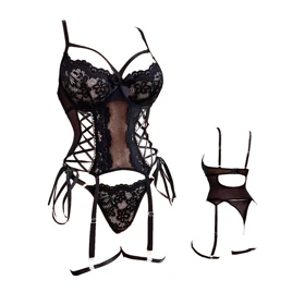 لباس خواب فانتزی فنردار مشکی برند لاوین کد 4185