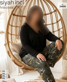 بلوز و شلوار بیگ سایز siyah inci کد 24806