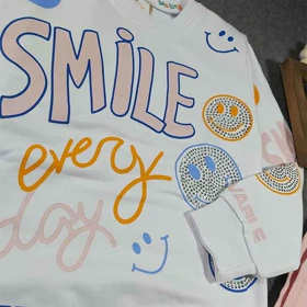 بلوز شلوار دخترانه سفیدSMILE