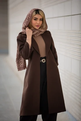 پالتو فوتر بلند آستین پاکتی New (قهوه ای)