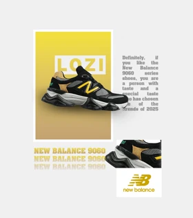 کفش کتانی مردانه مشکی طوسی زرد NEW BALANCE 9060