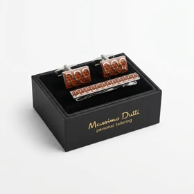 ست دکمه سردست و سنجاق کراوات طرح امگا زرشکی برند Massimo Dutti