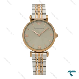 ساعت مچی امپریو آرمانی زنانه دو رنگ رزگلد صفحه طوسی Armani-8002-L