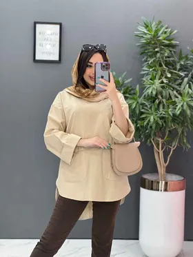 مانتو جلو بسته جیب برش‌دار