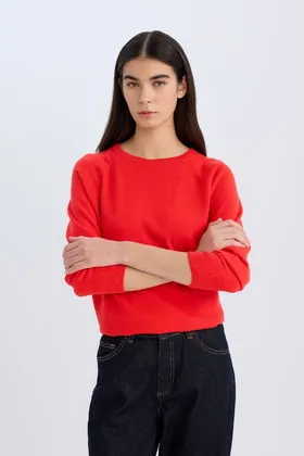 ژاکت بافتنی ساده با یقه نرم با بافت نرم I6913AZ24WN