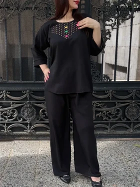 ست شومیز شلوار گلدوزی