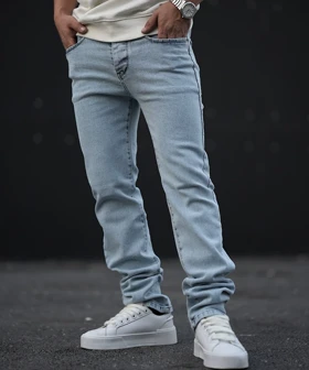 شلوار جین راسته رگولار مردانه رنگ آبی یخی