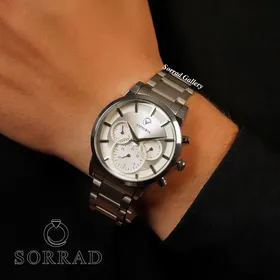 ساعت ویتوریا مردانه / کورنوگراف بند استیل رنگ سیلور صفحه سفید (اورجینال)