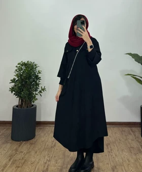 پیراهن مانتویی بلند به همراه کیف
