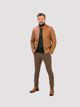 کت چرم 2025 عسلی