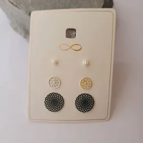 پک گوشواره میخی سه تایی دایره و مروارید